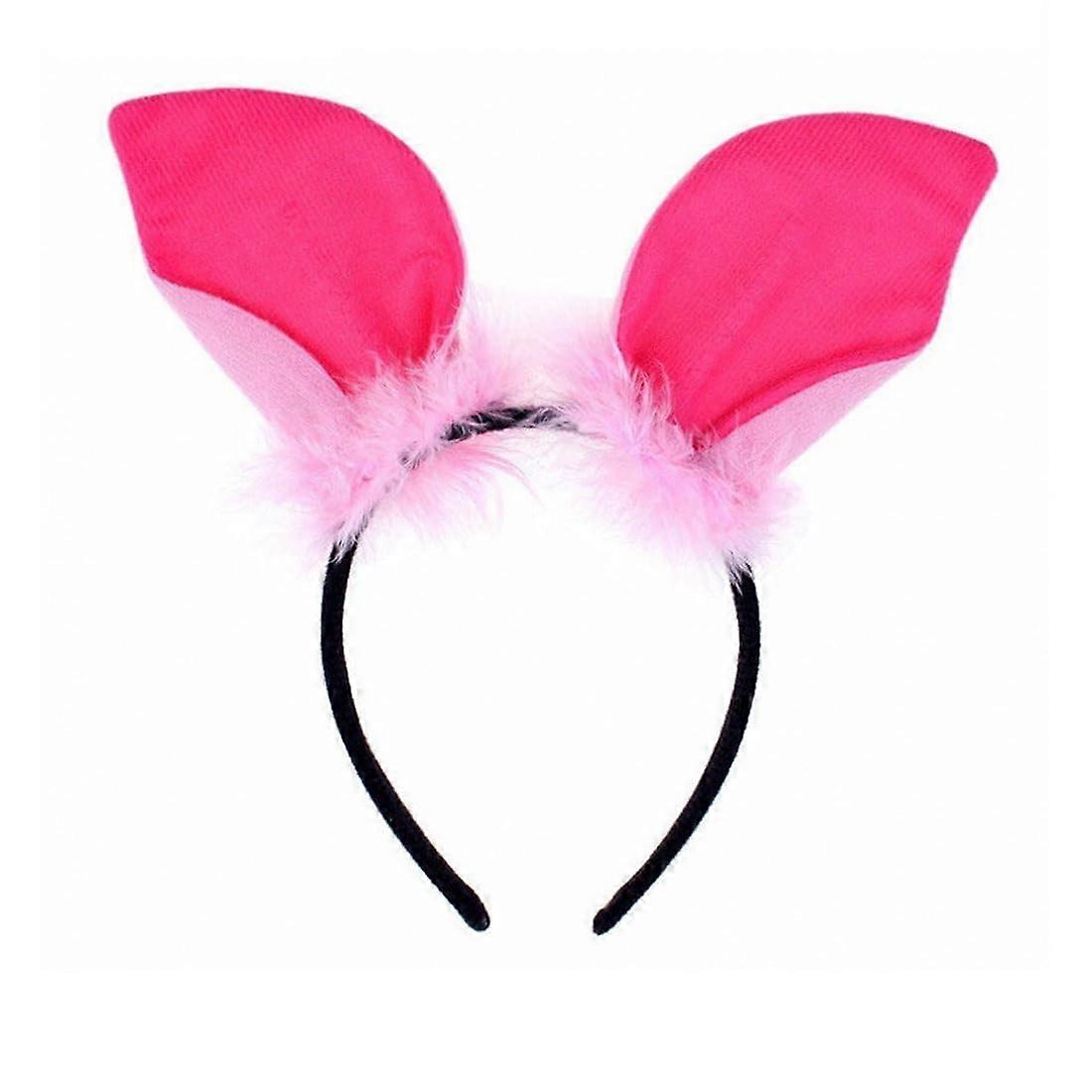 Flying Pig Cartoon Headpiece Headband with Pink Ears and Red Accents for Kids and Adults Costume Accessories