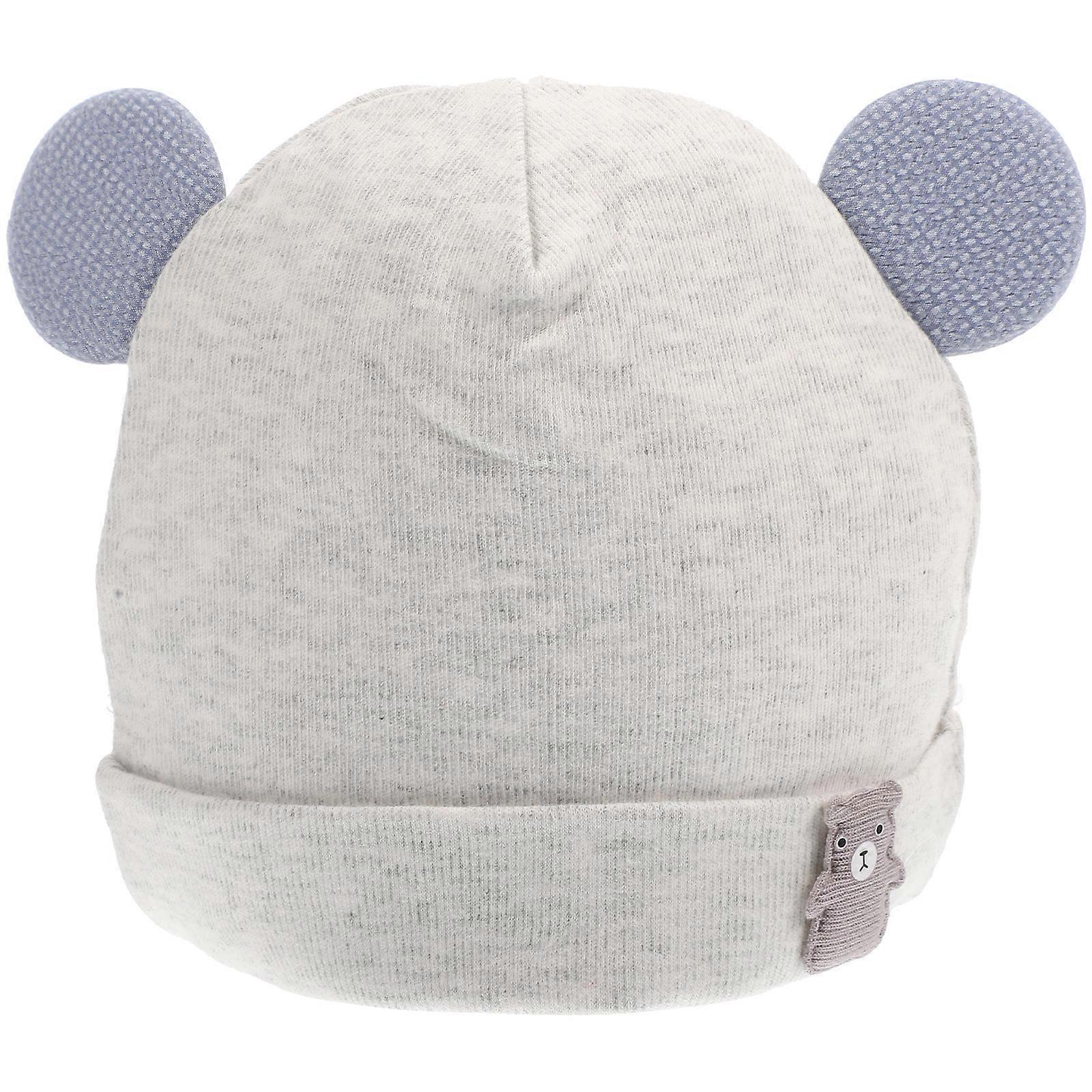 Cute Bear Ear Cotton Beanie Hat for Boys – Soft & Comfortable Headwear for Summer and Fall – Grey