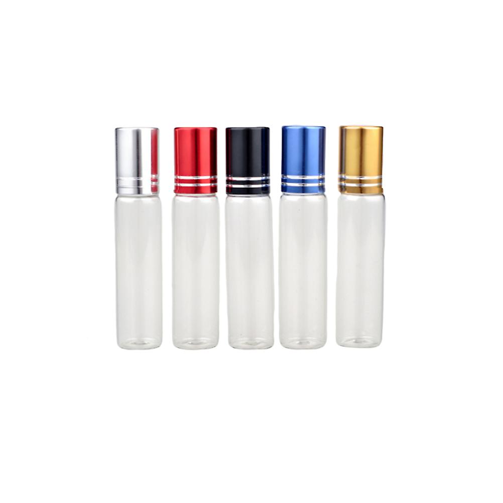 5Pcs Glass Roller Ball Bottles Assorted for Essential Oil Storage 7.7*1.7cm Travel Use Leak-Proof