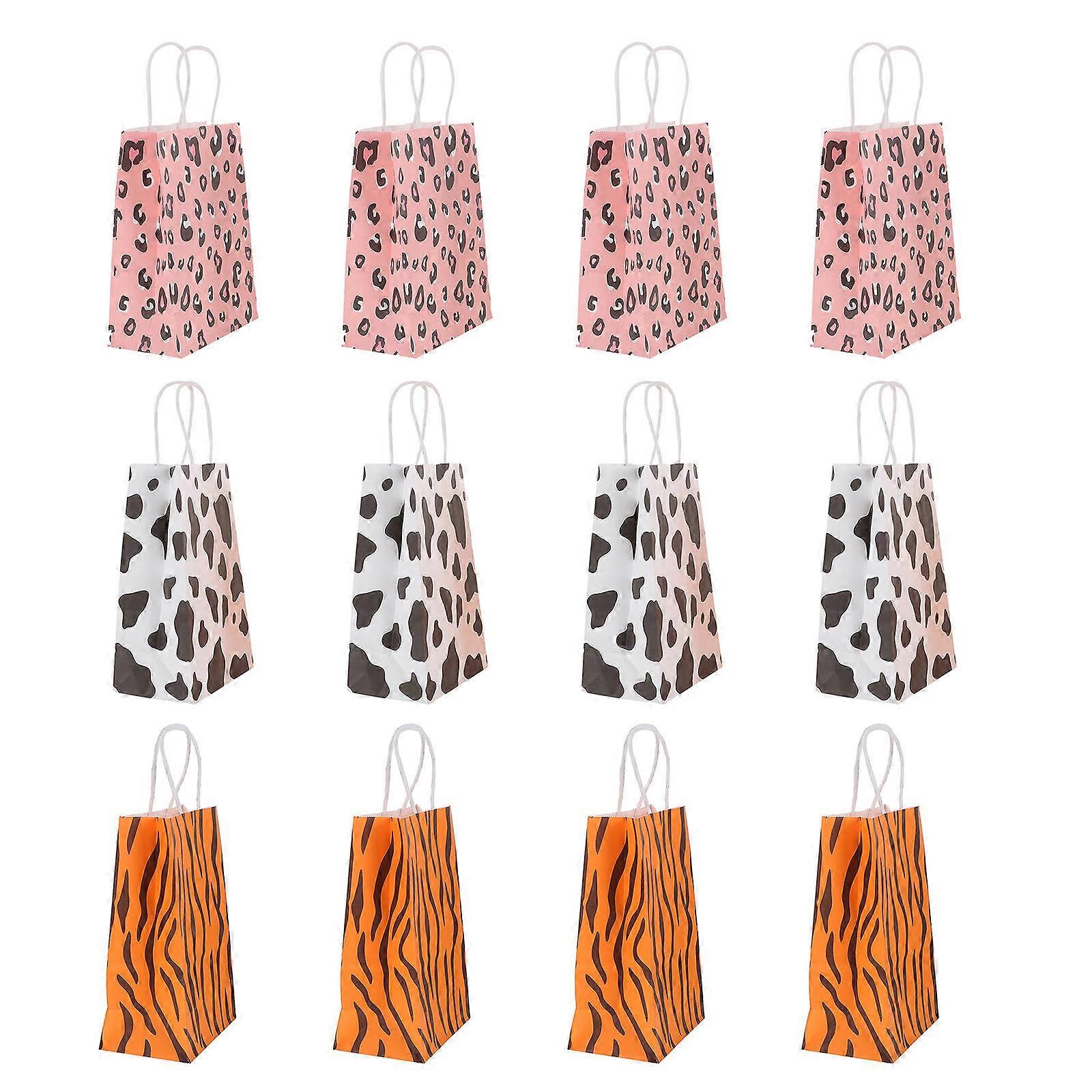 12pcs Chic Kraft Paper Bags with Handles for Party Favors, Weddings, Birthdays, Christmas – Durable, Lightweight & Stylish Bags for Small Businesses