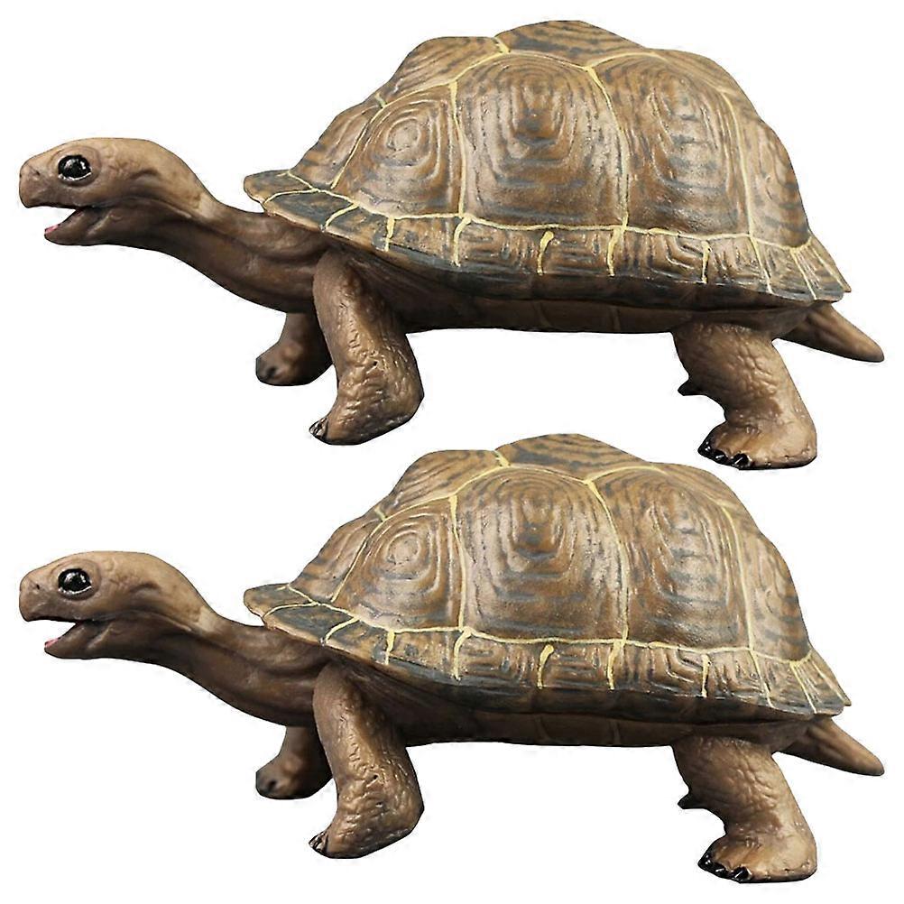 Realistic Tortoise Figurine for Decor Smooth Surface Brown PVC Material 2 Pieces