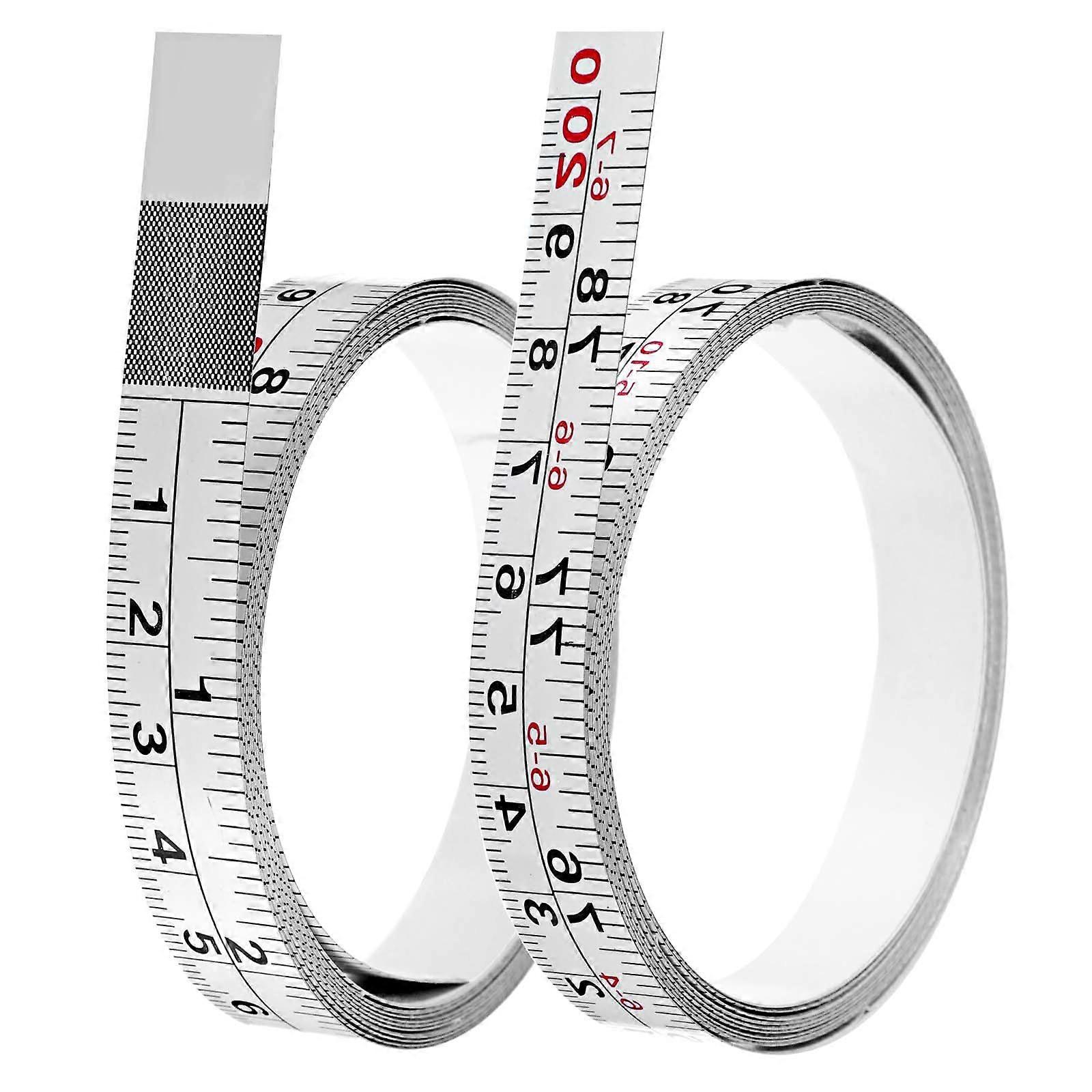 2 Pack Self Adhesive Measuring Tape 2m Steel Ruler for Sewing, Workbench, Craft Projects, White Scale