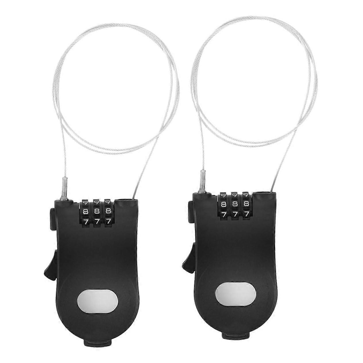 Retractable Cable Lock 2 Pack Compact Bicycle Lock For Pushchairs Helmets And Bicycles Weatherproof Security Cable