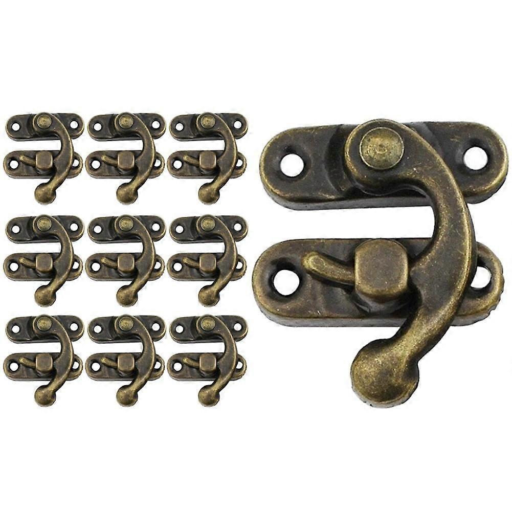 Antique Right Hooks - Pack of 10 Hasp Horn Lock Small Latches for Wooden Boxes, Jewellery and Wine Gift Box Closure