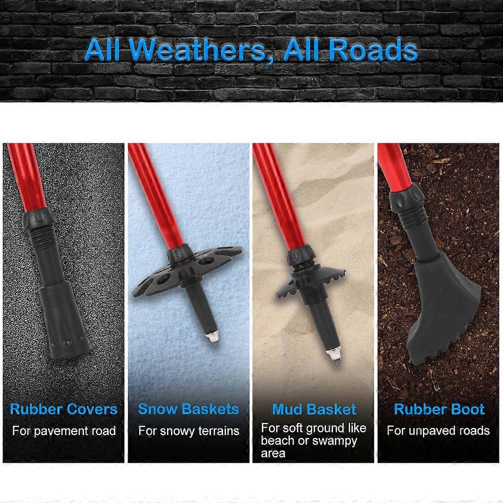 2 Pack Adjustable Trekking Poles Telescopic Aluminum Hiking Pole Walking Sticks Tungsten Tips Absorbent Grips