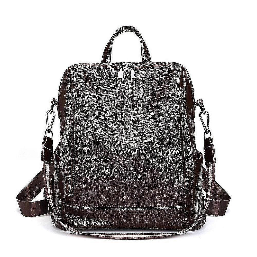 New Version Of All-match Anti-theft Backpack Ladies Soft Pu Leather School Bag