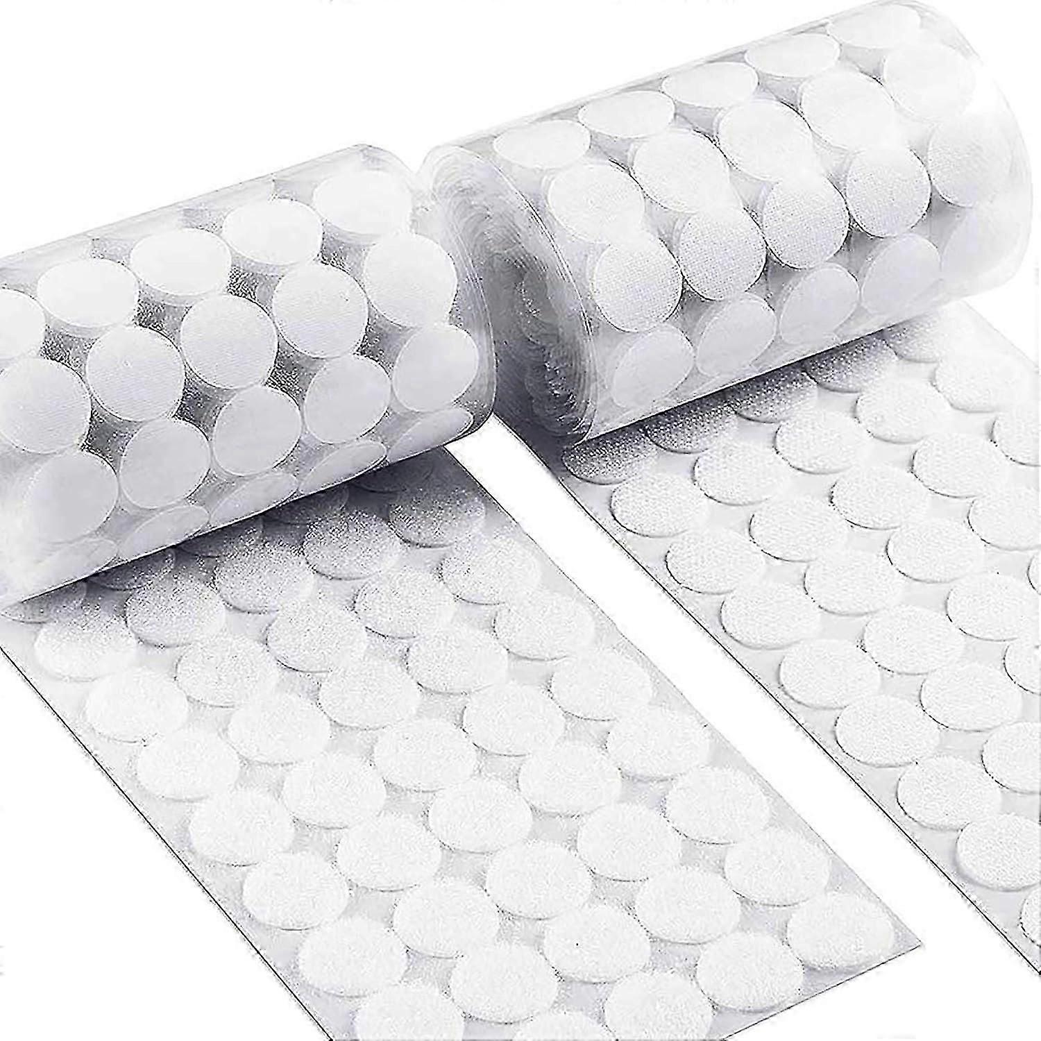 500 Pairs of Self-Adhesive Scratch Stickers with Hook & Loop, White 15mm Circles