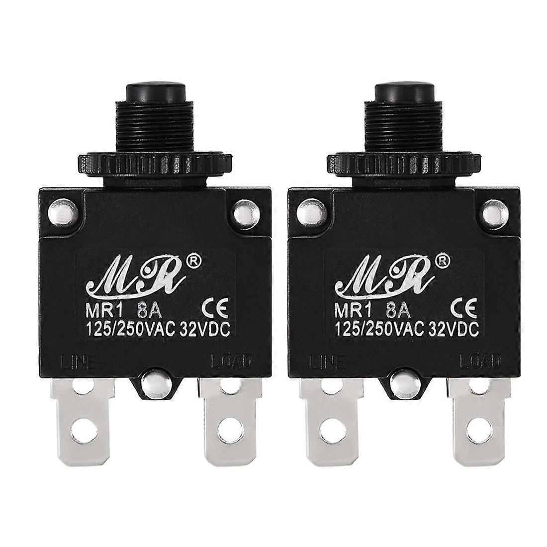 Sourcingmap 2Pcs Thermal Overload Protector AC 125/250V 8A Push Button Reset Circuit Breaker