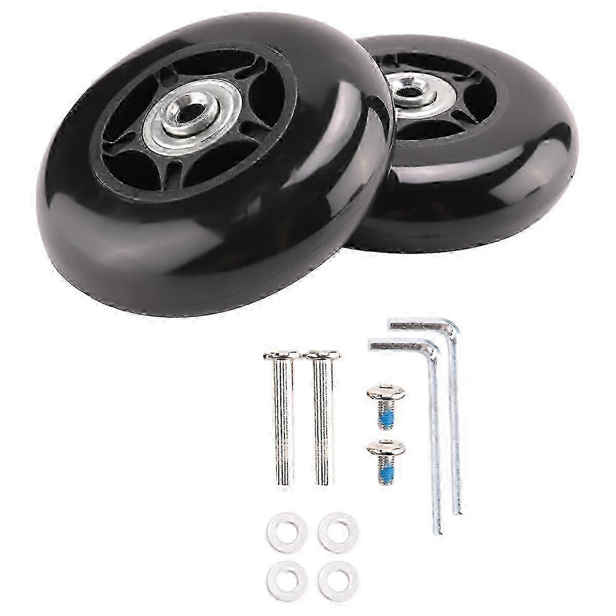 2-Pack Black 80mm Replacement Wheels for Suitcases and Luggage