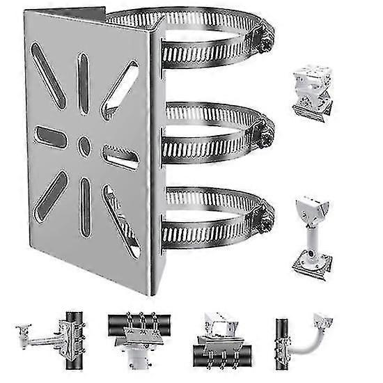 Stainless Steel Vertical Pole Mount Adapter with 3 Loop Bracket for Universal CCTV Security Cameras