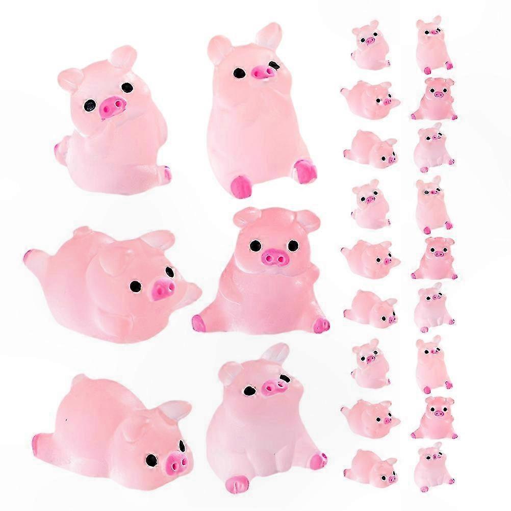 Glow-in-the-Dark Mini Resin Pig Figurines, 24-Pack Luminous Ornaments for Fairy Gardens, Table Centerpieces, and Decorative Displays