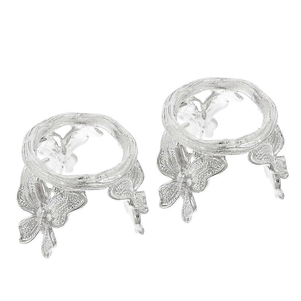Globe Stand Butterfly Shape Metal Sphere Stand for Living Room Silver Alloy Used for Decoration 2Pcs