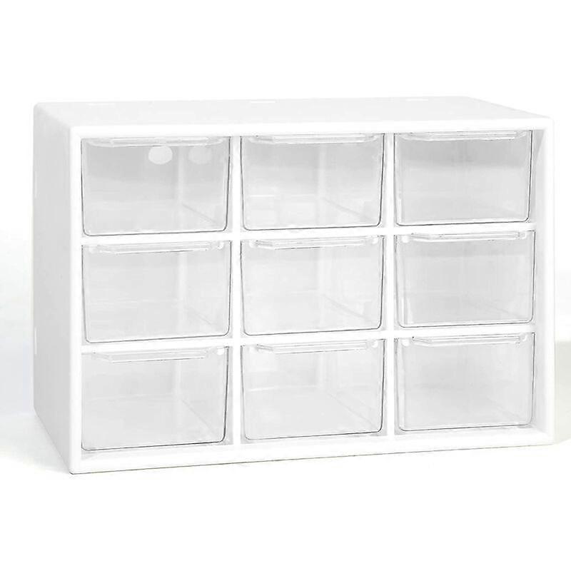 1 x 9 Drawer Mini Storage Cabinet for Makeup, Art Supplies, Small Parts, Sewing & Craft Supplies, 180 x 98 x 118 mm (WHITE)