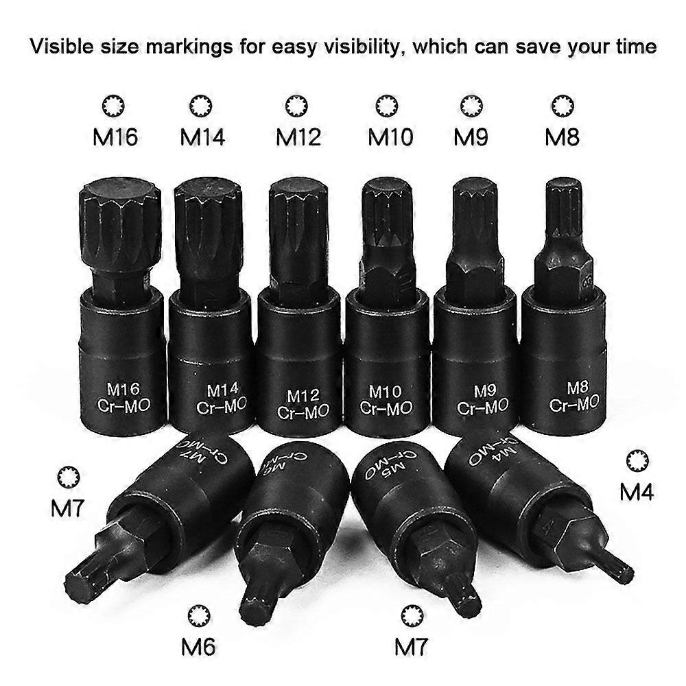 10Pcs Universal 3/8 Square Drive Socket Set M4-M16 Socket Kit Chromium Molybdenum Steel Socket