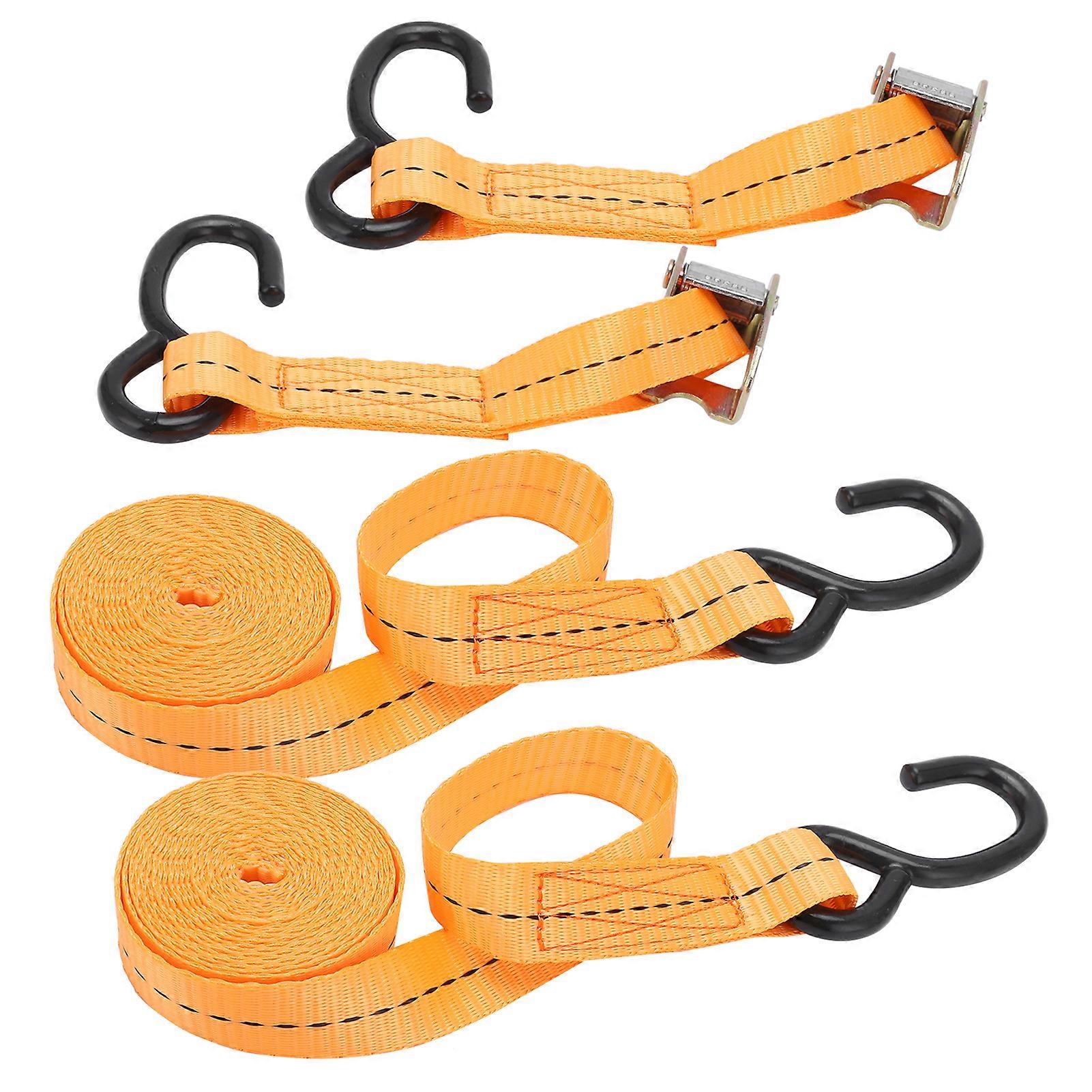 2Pcs TieDown Ratchet Strap with SHook for Cargo Binding Polyester Fabrics Binding Strap(3m/9.8ft )