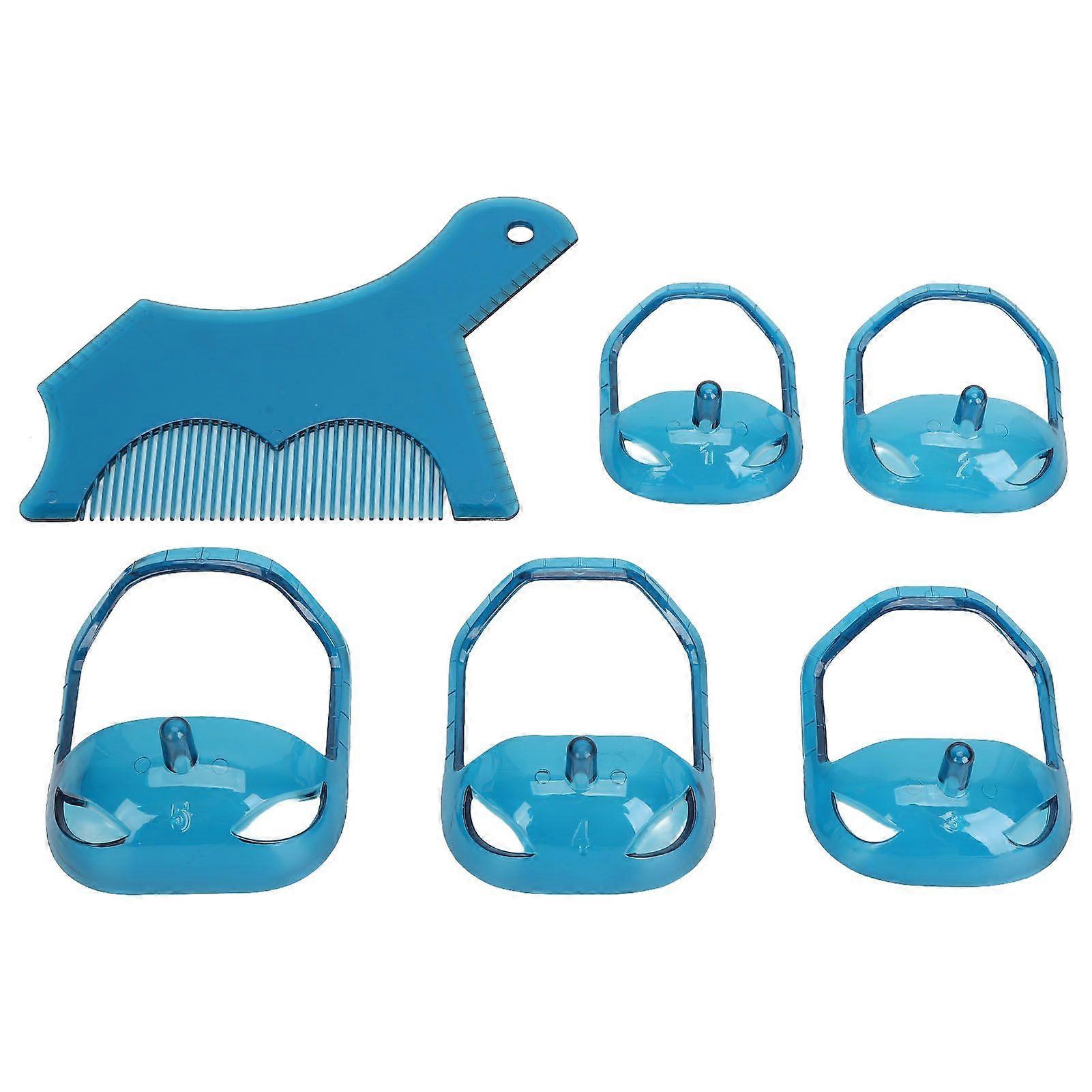 Beard Shaping Styling Tool with Comb 5 Size Beard Shaper Template Mustache Grooming Tool Blue