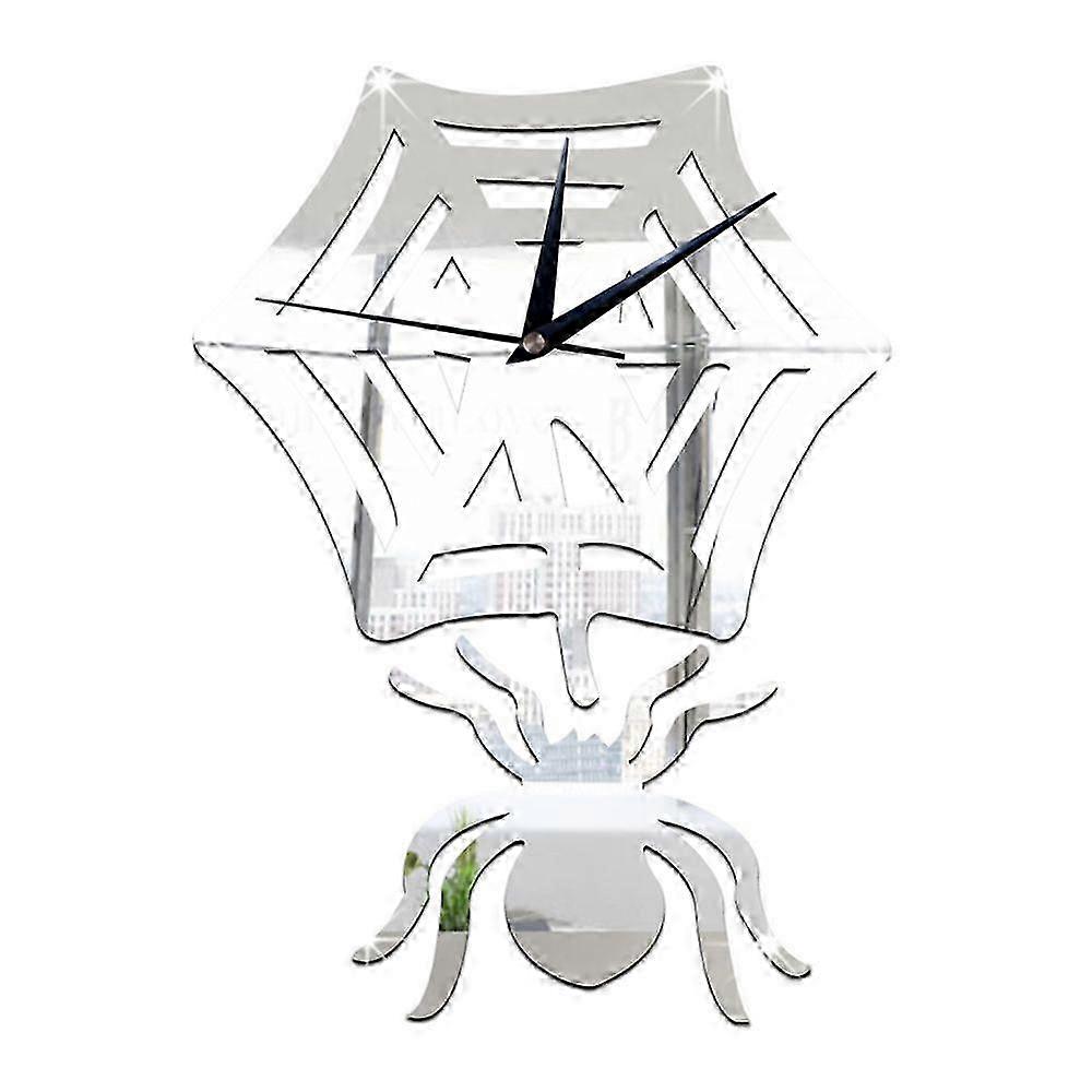 Kid Room Living Room Creative Wall Clock Spider Mirror Silent