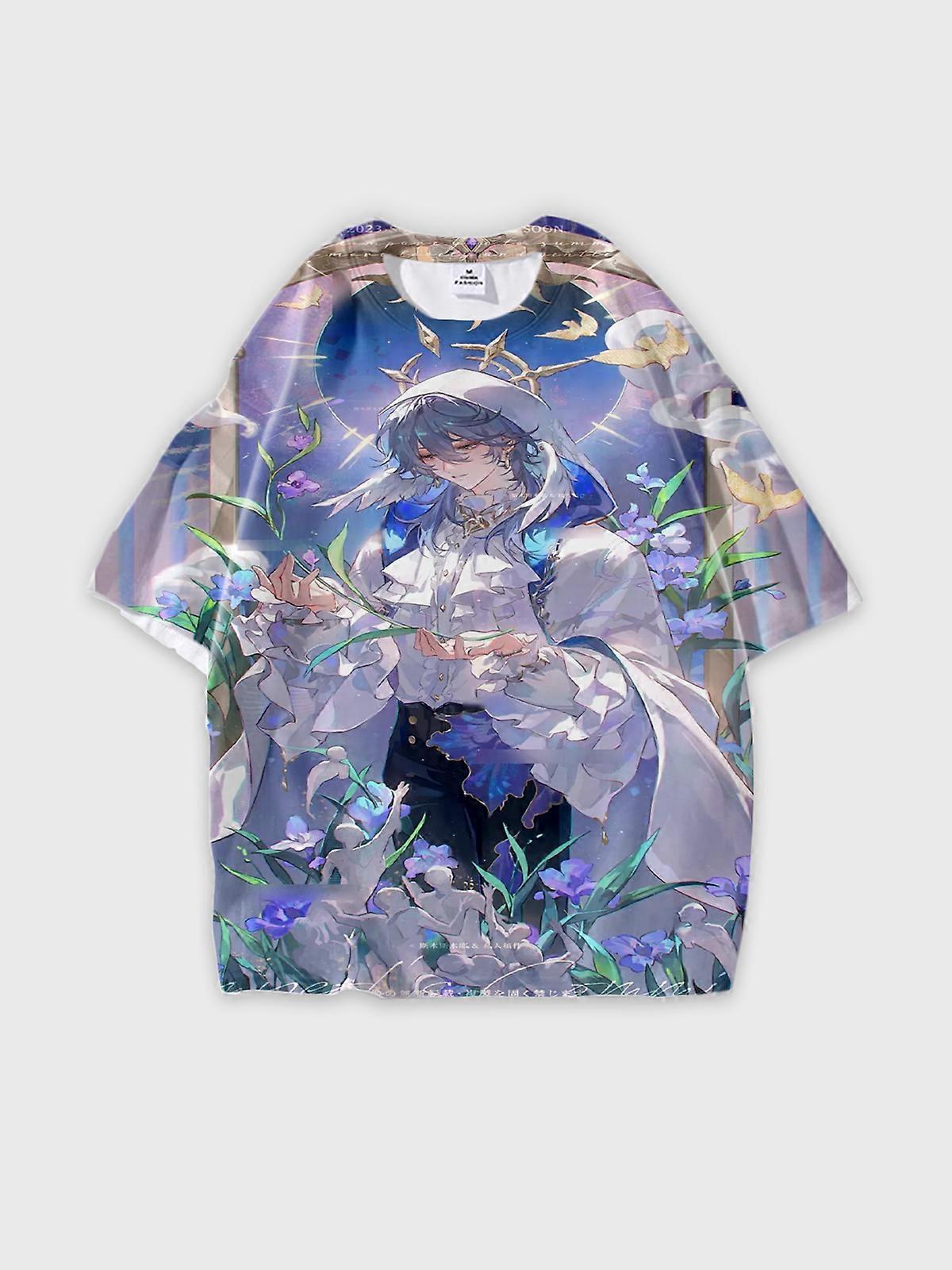 T-Shirt Short Sleeve Round Neck, Summer Casual Loose Graphic Tee, Unisex Pattern U1579