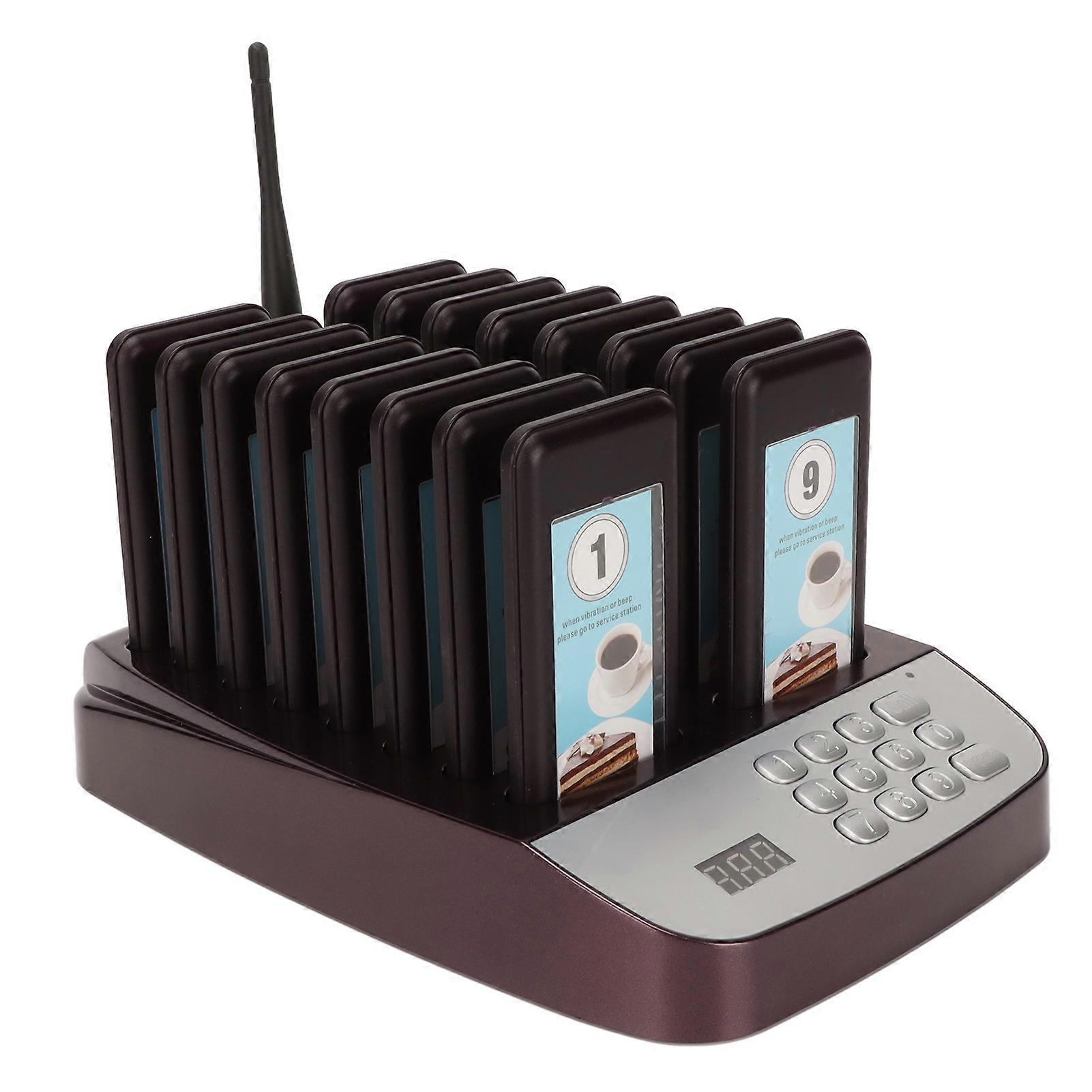 Restaurant Pager System 1-16 Channels Wireless Caller 433.92MHz US Plug