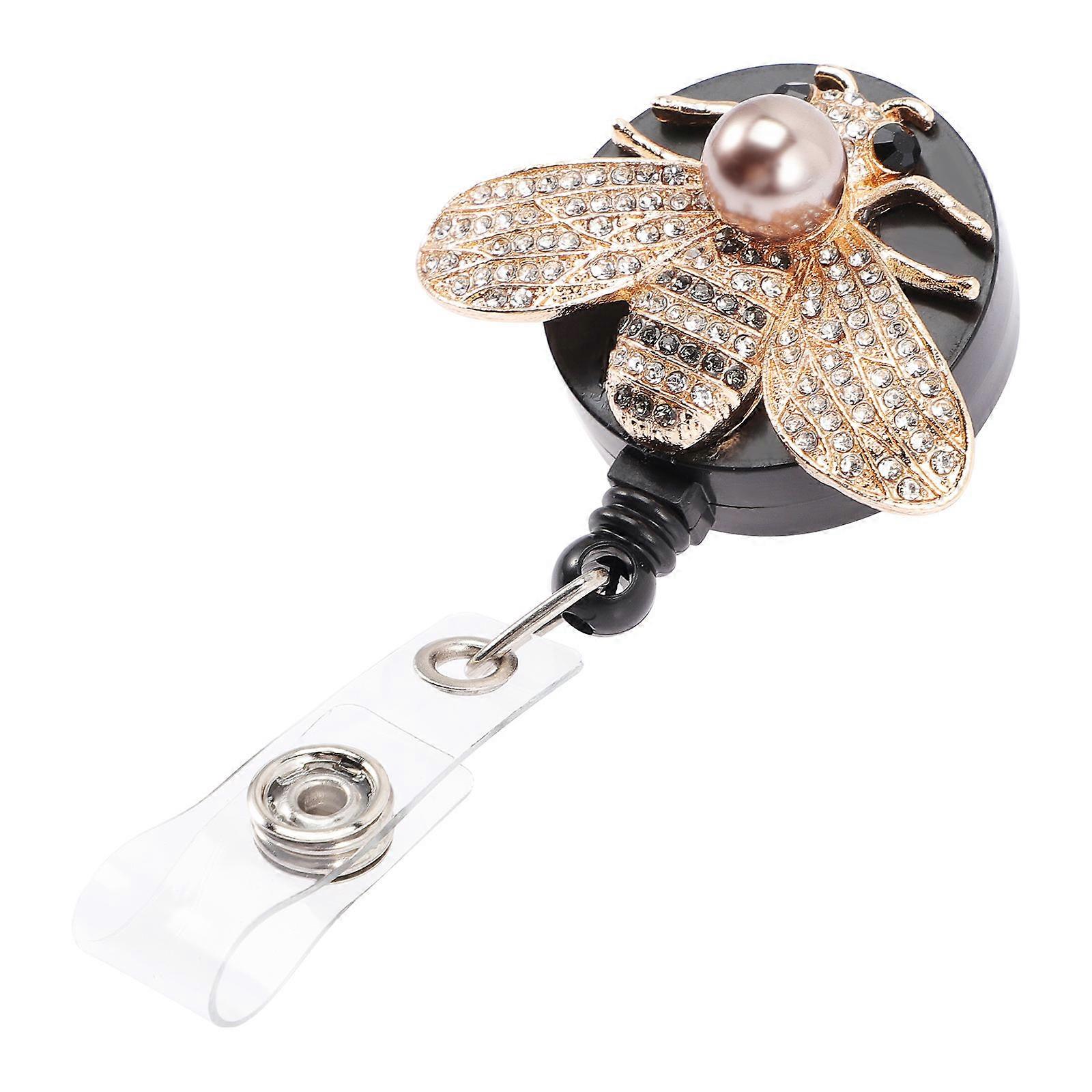 Golden Metal Retractable Badge Reel Holder for Women with Chic Design and Practical Use