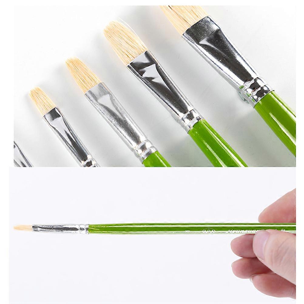 Green Nylon Paint Brushes Set for Painting Use 6PCS Lightweight with Elastic Texture Perfect for
