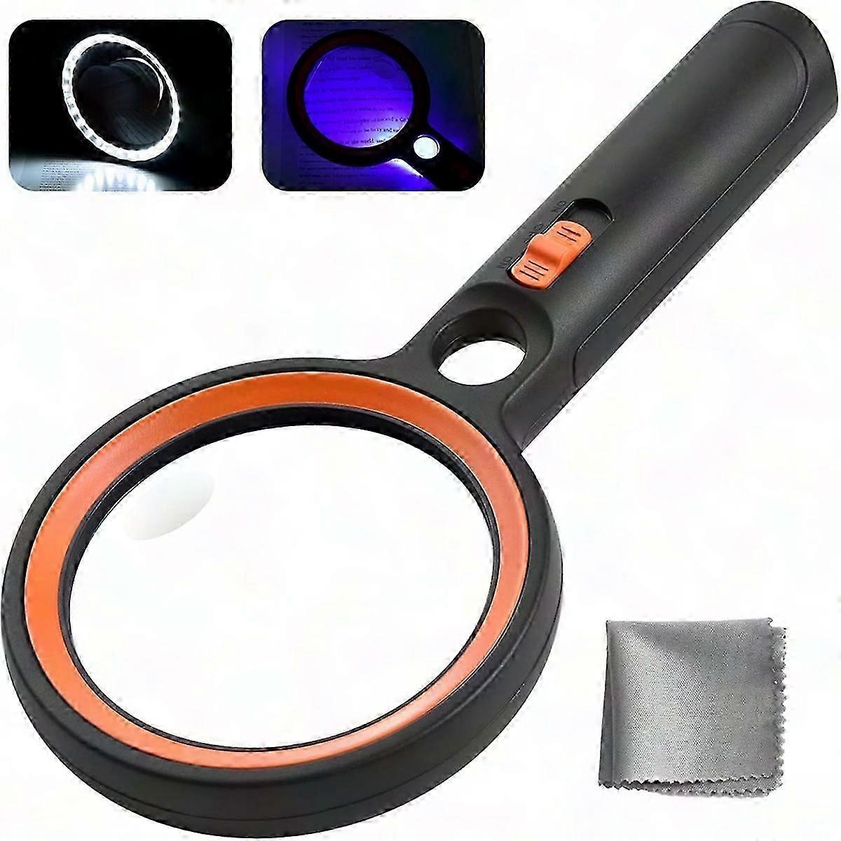 Handheld Magnifier with 30 LED & UV Light, 2 Modes for Elderly Reading