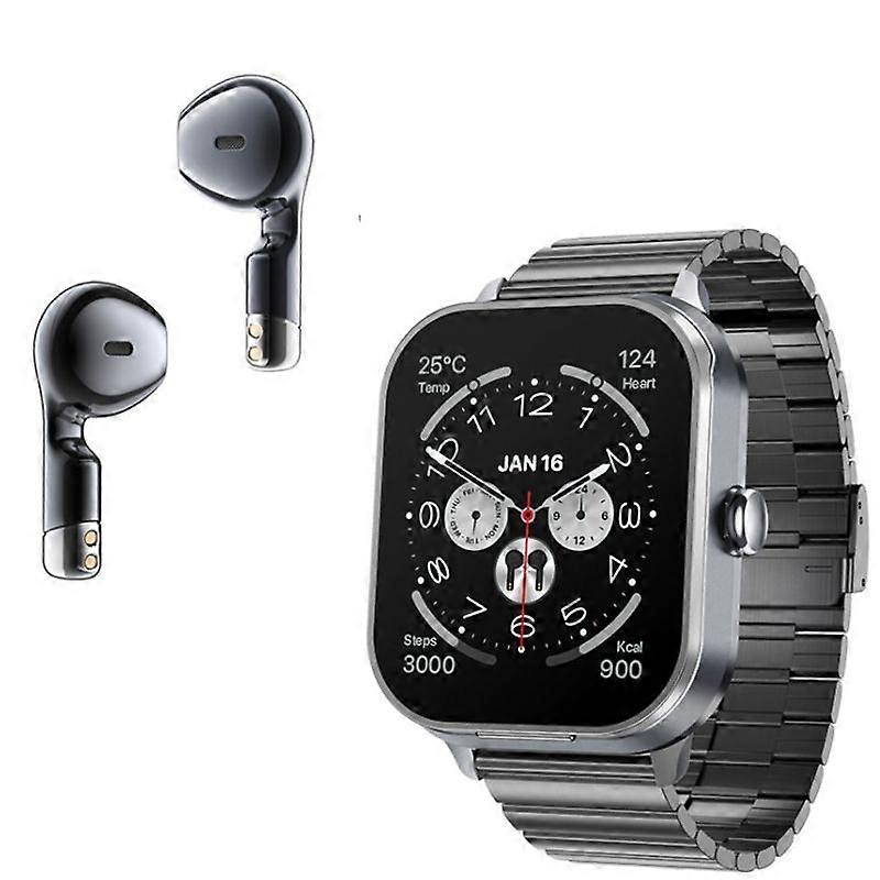 Smartwatch with TWS Earbuds 2-in-1, Bluetooth Calling, Sports Watch, Heart Rate, and Health Monitoring(Grey)