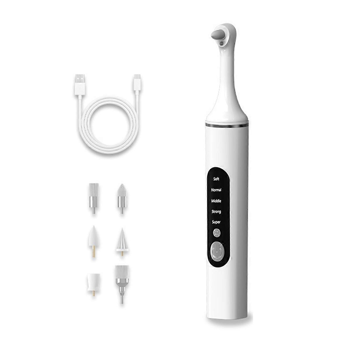 Tooth Polisher, Rechargeable Teeth Polisher with 6 Brush Heads, Tooth Whitening Kit for Cleaning and Polishing White