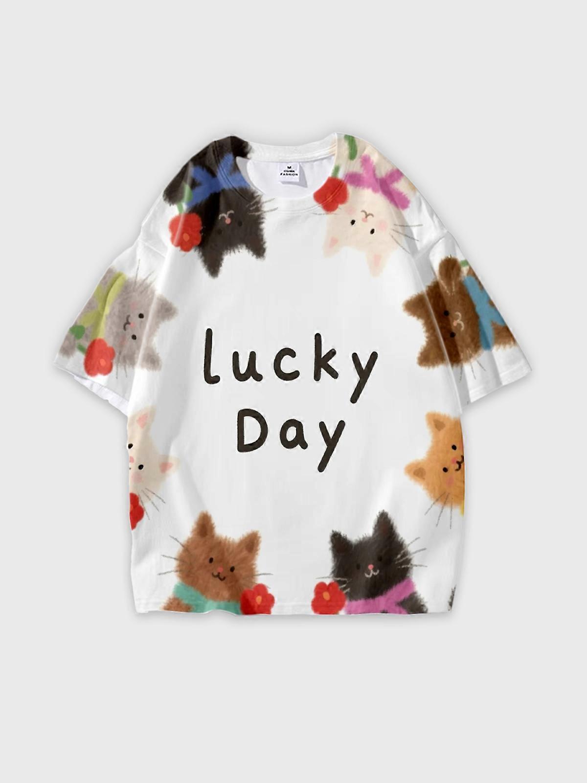 T-Shirt Short Sleeve Round Neck, Summer Casual Loose Graphic Tee, Unisex Pattern W3075
