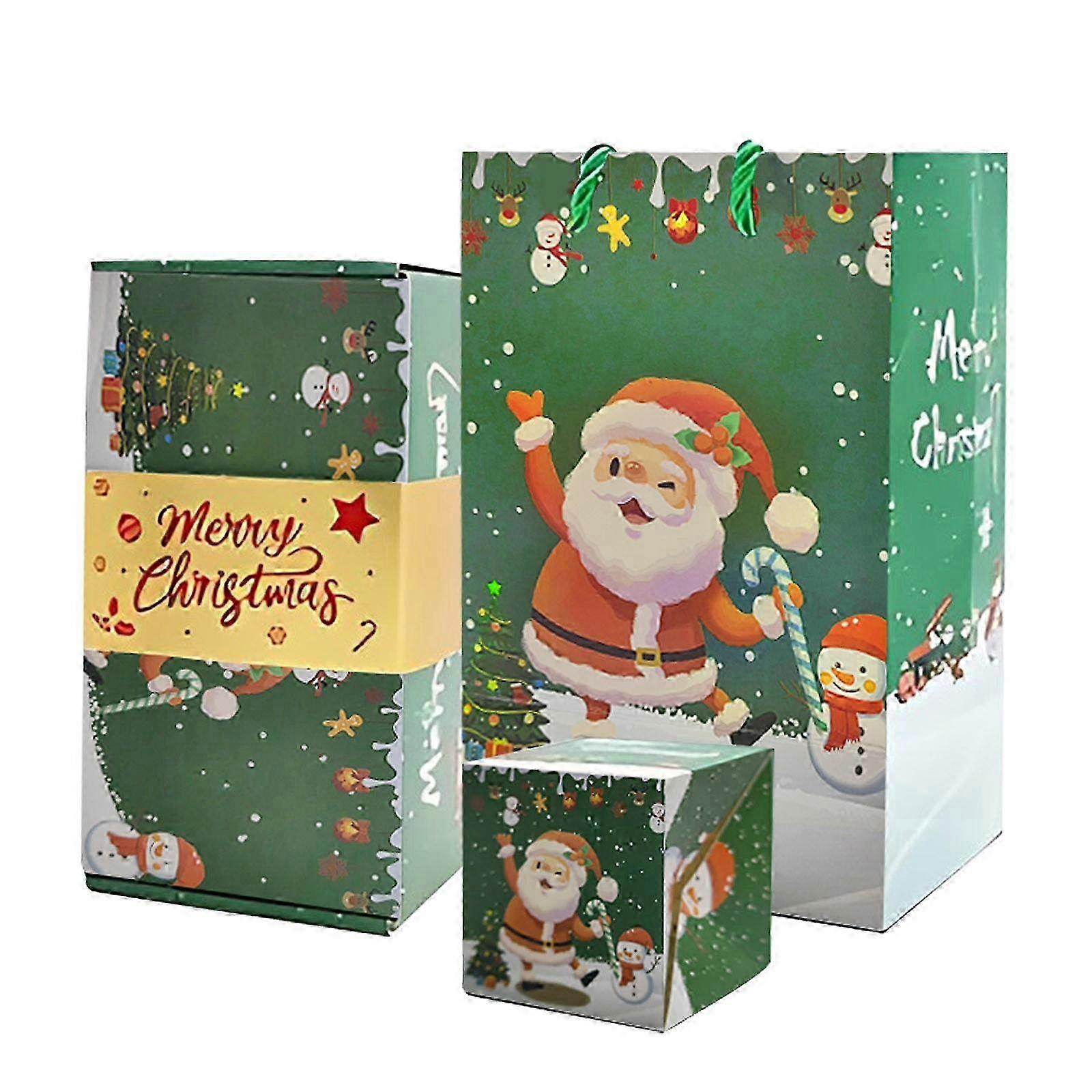 Merry Christmas Surprise Gift Box with Green Packaging and Red Envelope - Creating a Romantic Unboxing Experience