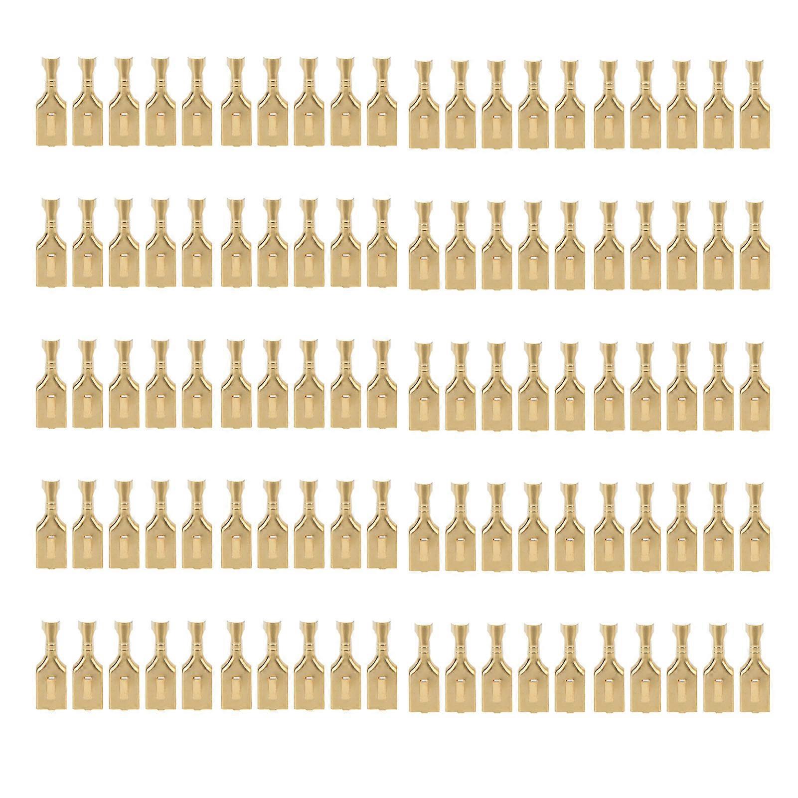 100 Pcs Brass Square Blade Connectors, Plug and Pull Type, 7.8mm