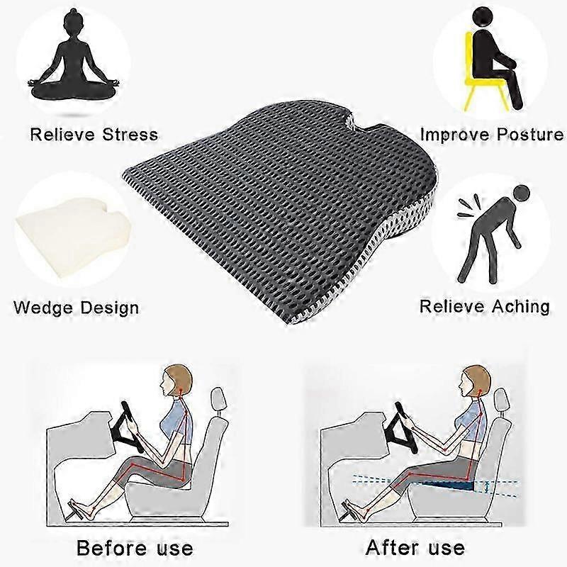Car Truck Wedge Cushion for Pressure Relief Butt Cushion Orthopedic Ergonomic Support Memory Foam
