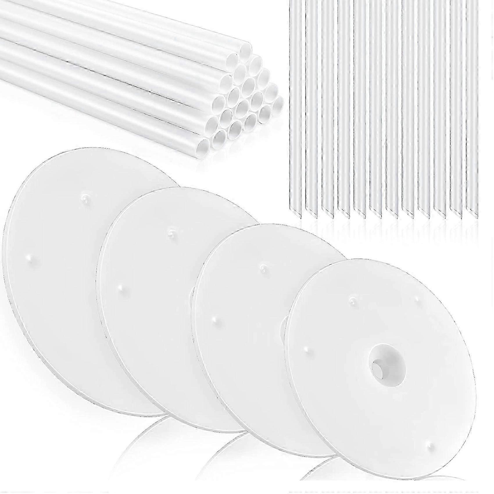 36 Pieces Plastic Cake Dowel Rods Set 20 Pieces White Cake Sticks Support Rod and 4 Pieces Cake Separator Plates 2025