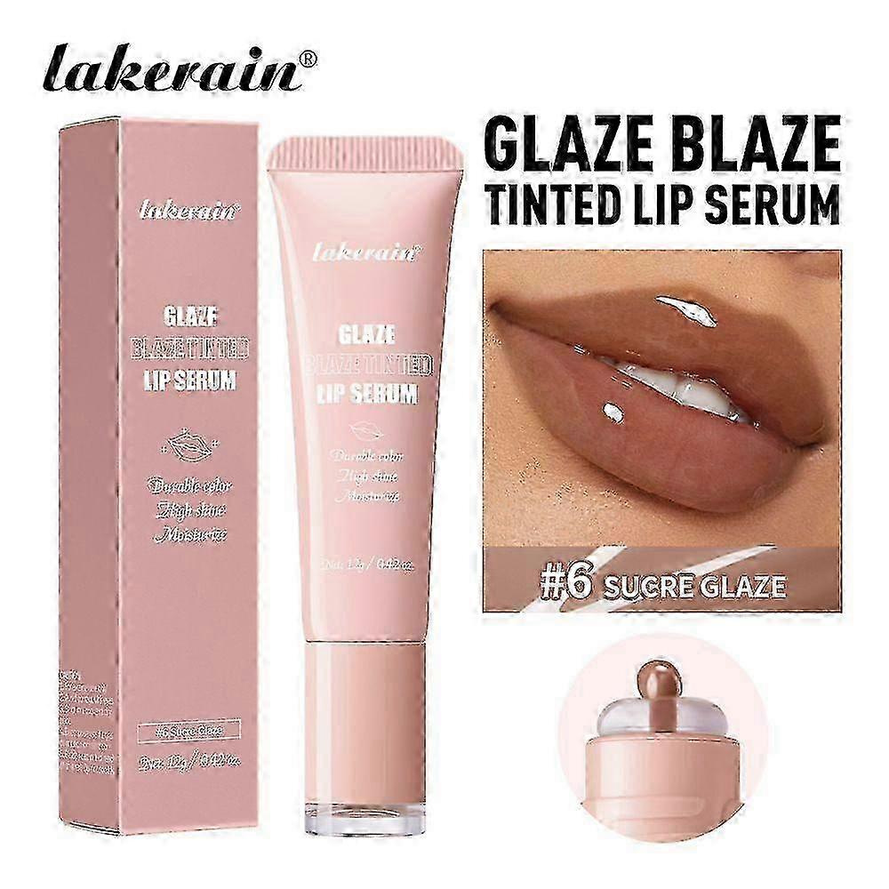 Tinted Lip Serum with Donut-Shaded Applicator,Hydrating Lip Serum for Glossy, Nourished Lips with Plumping Polypeptides,6 Colors for Choosing