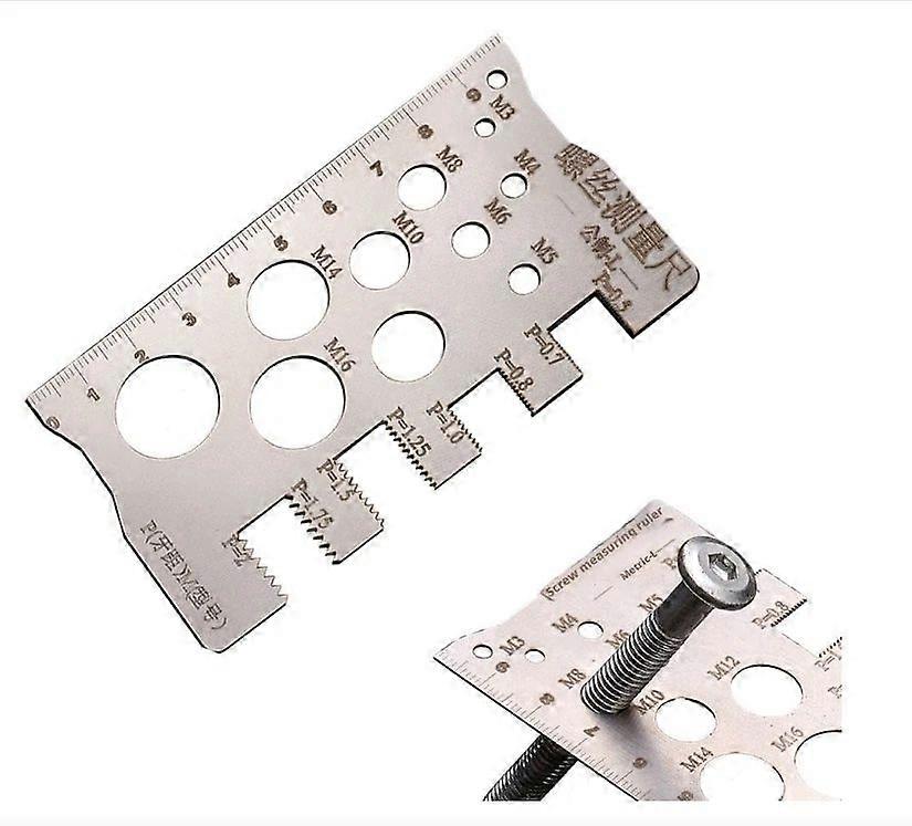 Thread Checker Screw Measurement Ruler 304Stainless Steel Caliper Metric Gauge Tool For Measuring Screw Pitch Bit Bolt Nut Screw