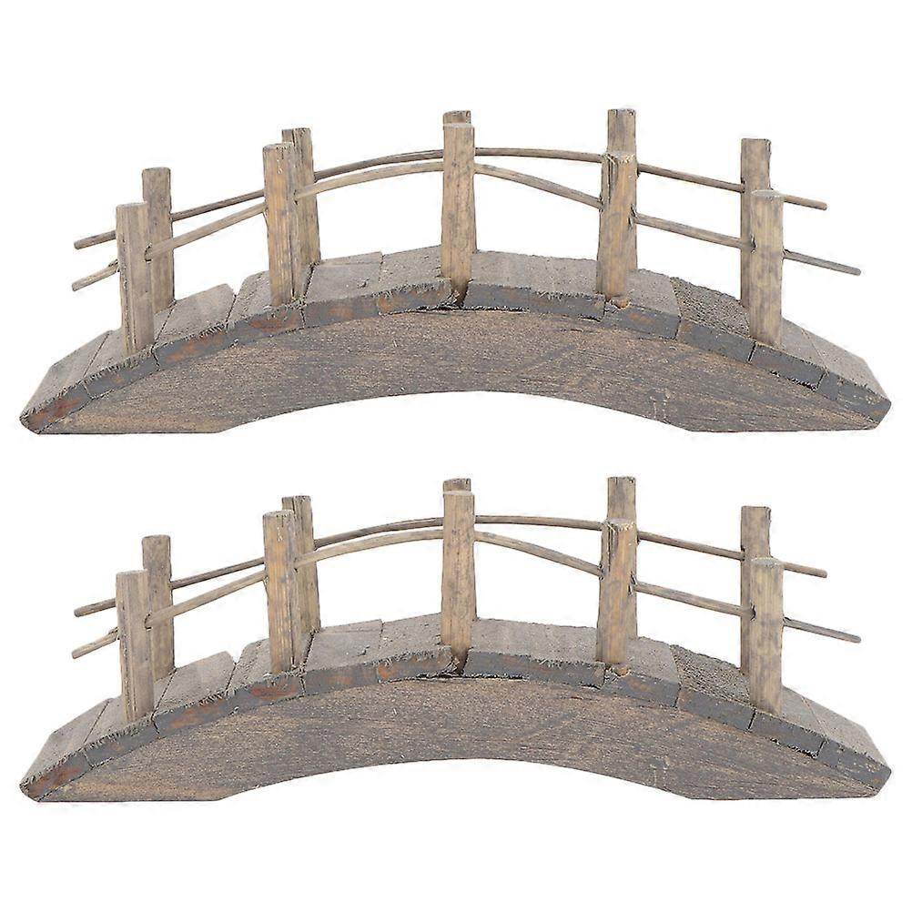 Tiny Wooden Bridge Mini Garden Accessory for 8Pcs Dollhouse