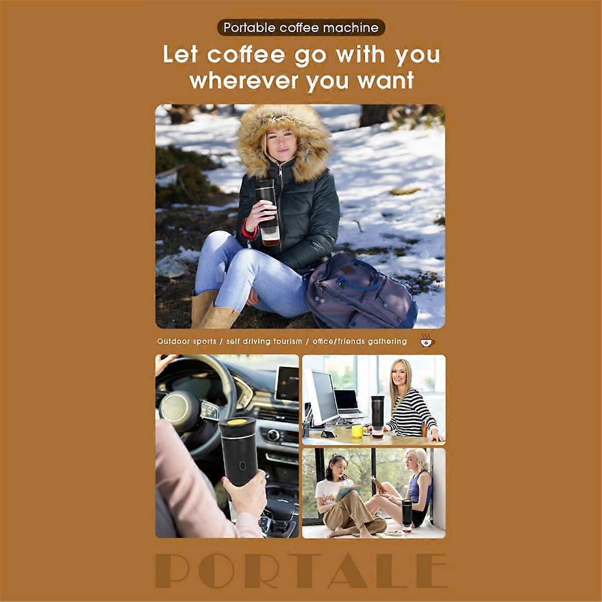 Portable Electric Espresso Machine with Travel Bag Portable Coffee Maker for Travel Self-Heating Car Espresso Maker A