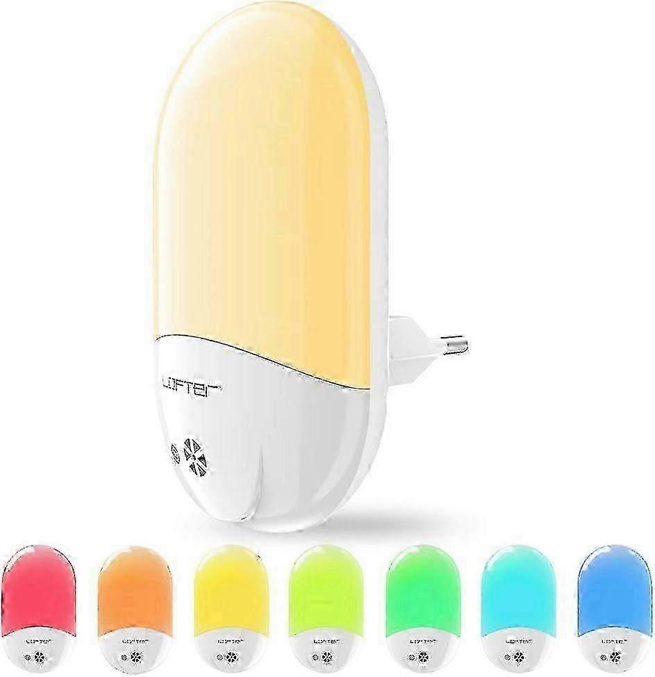 Multi-Color LED Night Light for Children - Automatic Plug-and-Play LOFTer Electric Socket with Twilight Sensor for Soft Illumination