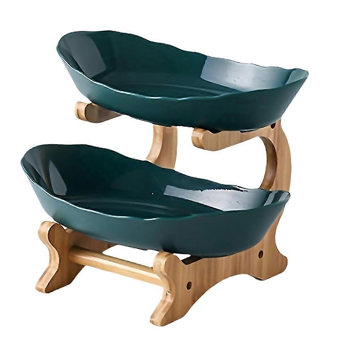 For Fruit Plate Living Room Kitchen Snack Plate Double Layer Green