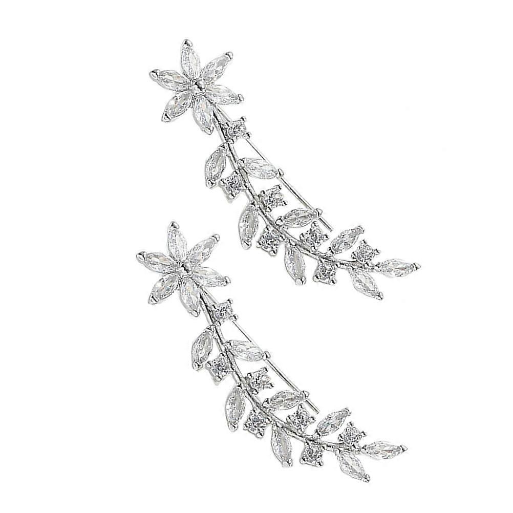 Ear Crawler Earrings Inlaid with Rhinestones for Bridal 5Pairs