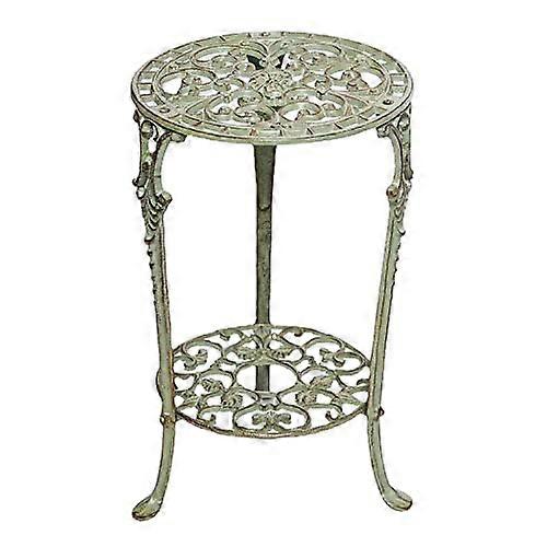 Retro Outdoor Side Tables Anti Rust Round Metal End Table Wrought Iron Double Layer Patio Coffee Table For Porch