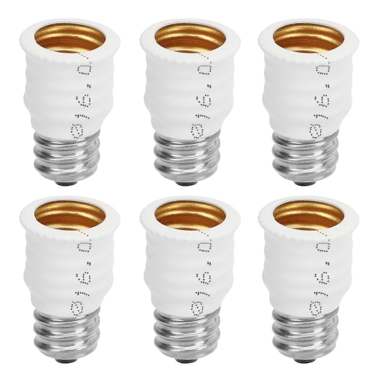 6Pcs E12 to E14 Adapter Converter E14 to E12 Light Bulb Adapter for Garages Bedrooms Living Rooms Kitchens Corridors White