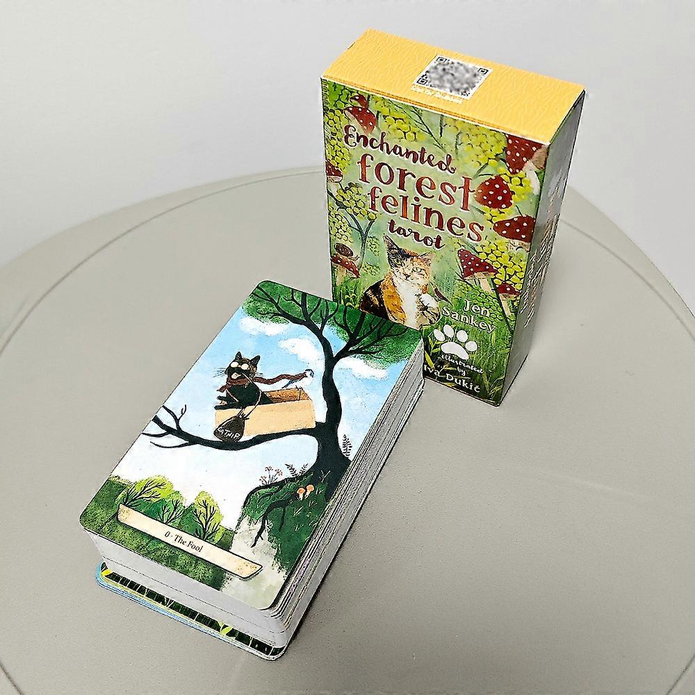 Enchanted Forest Felines Tarot Deck 78 Pcs Tarot Cards Based on Rider System Experience The Power of Cat-omancy - 10.3*6cm