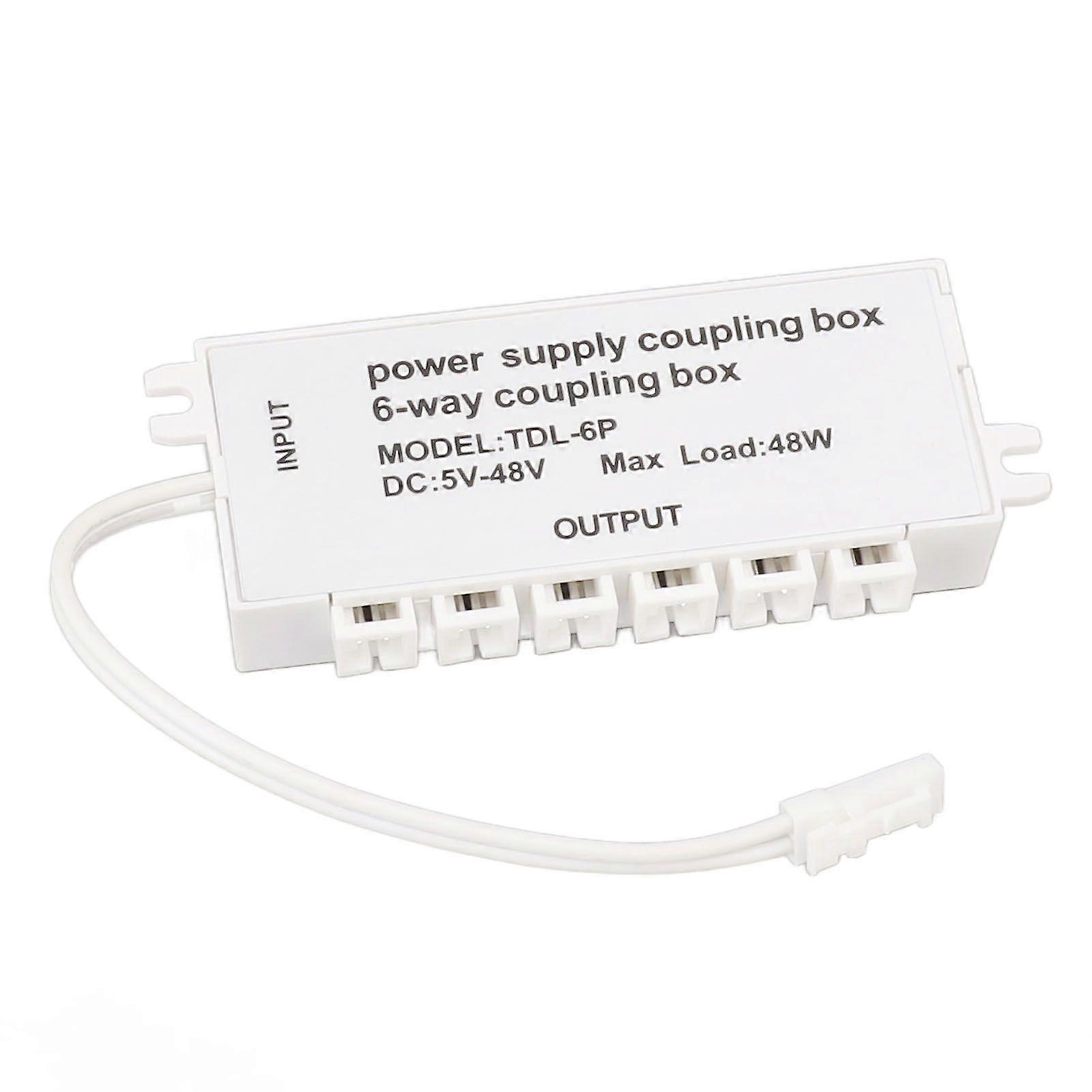 6 Way Power Supply Coupling Box Electrical Power Cord Connection Box DC Power Splitter for LED Light