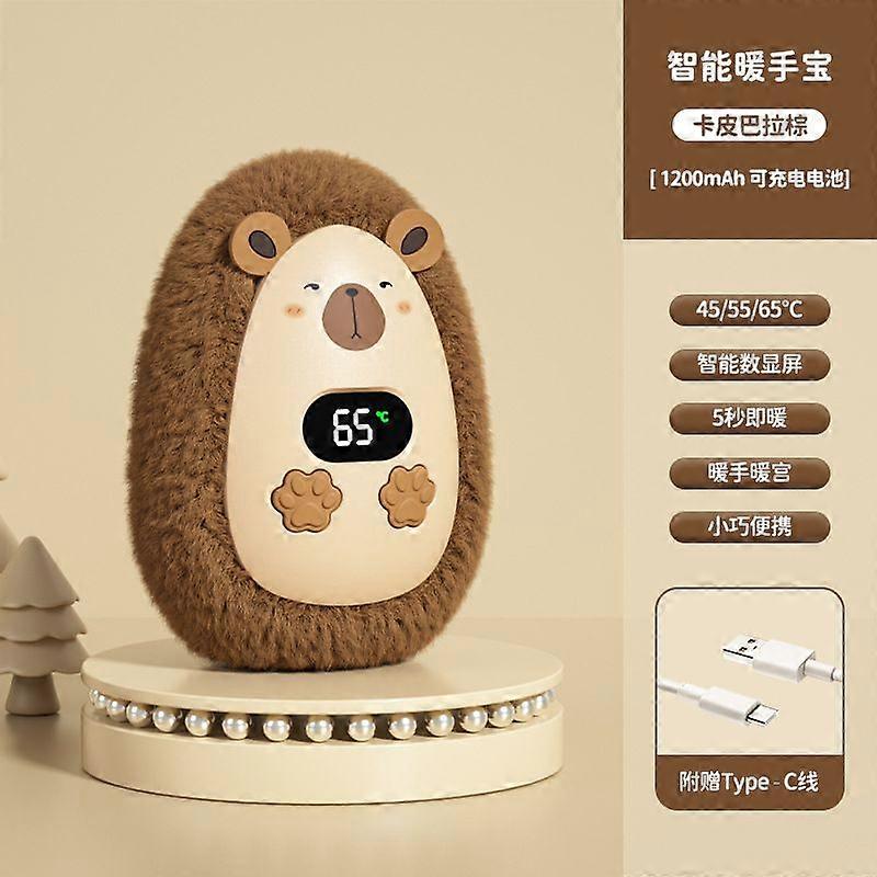 Plush Hand Warmer USB Rechargeable Portable Heating Pad Capybara Brown/White Fox