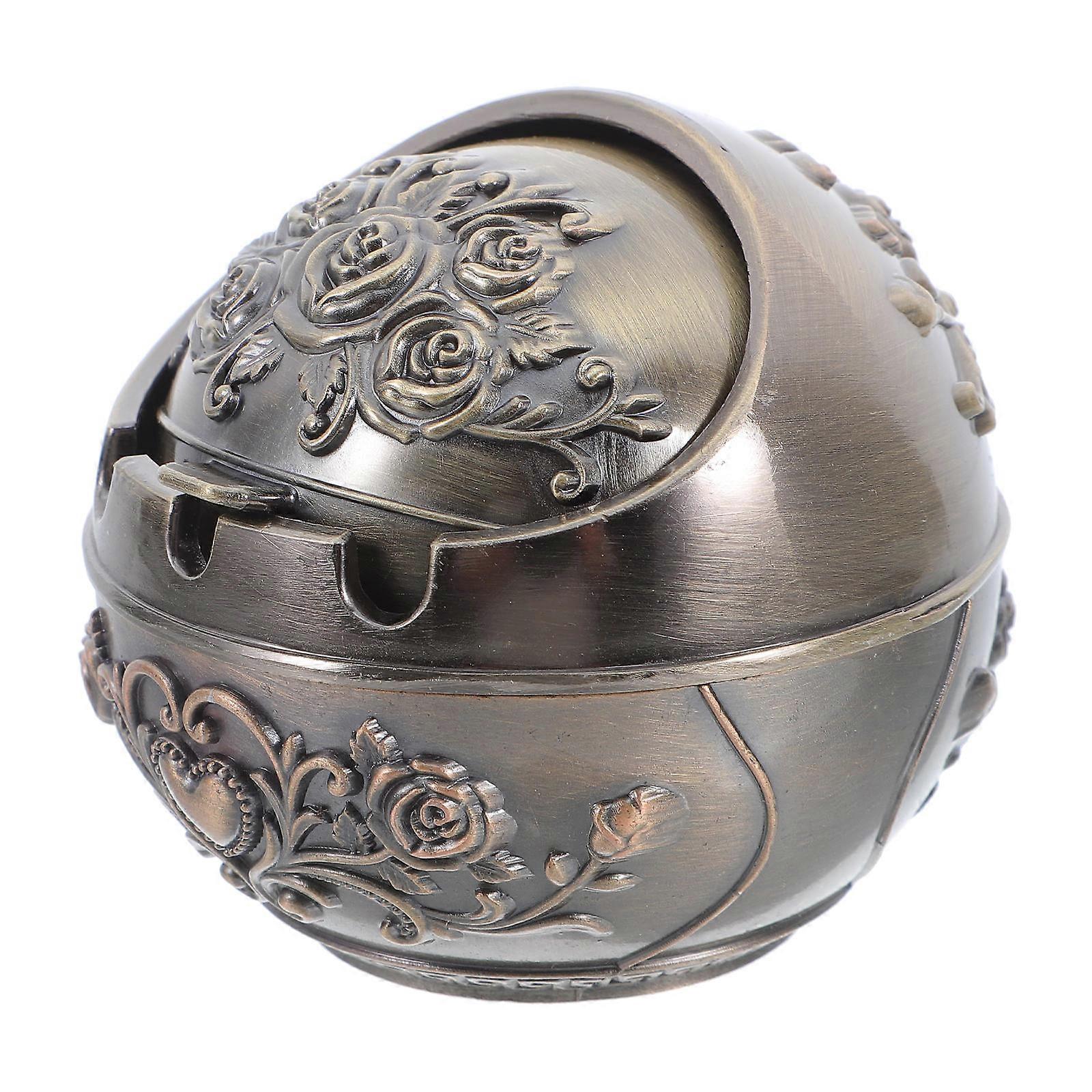 Trendy Metal Ashtray Small Ash Tray for Home Use 2Pcs with Lid