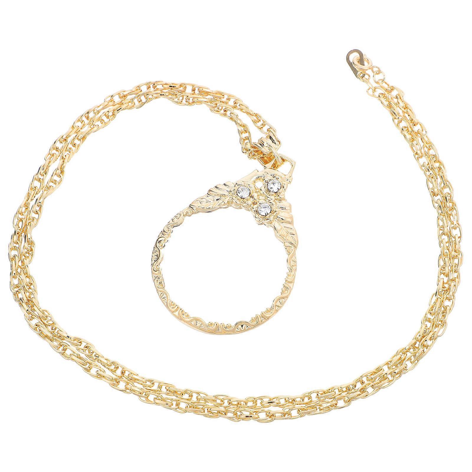 Magnifier Pendant Necklace for Reading in Golden Alloy 4Pcs Set Portable