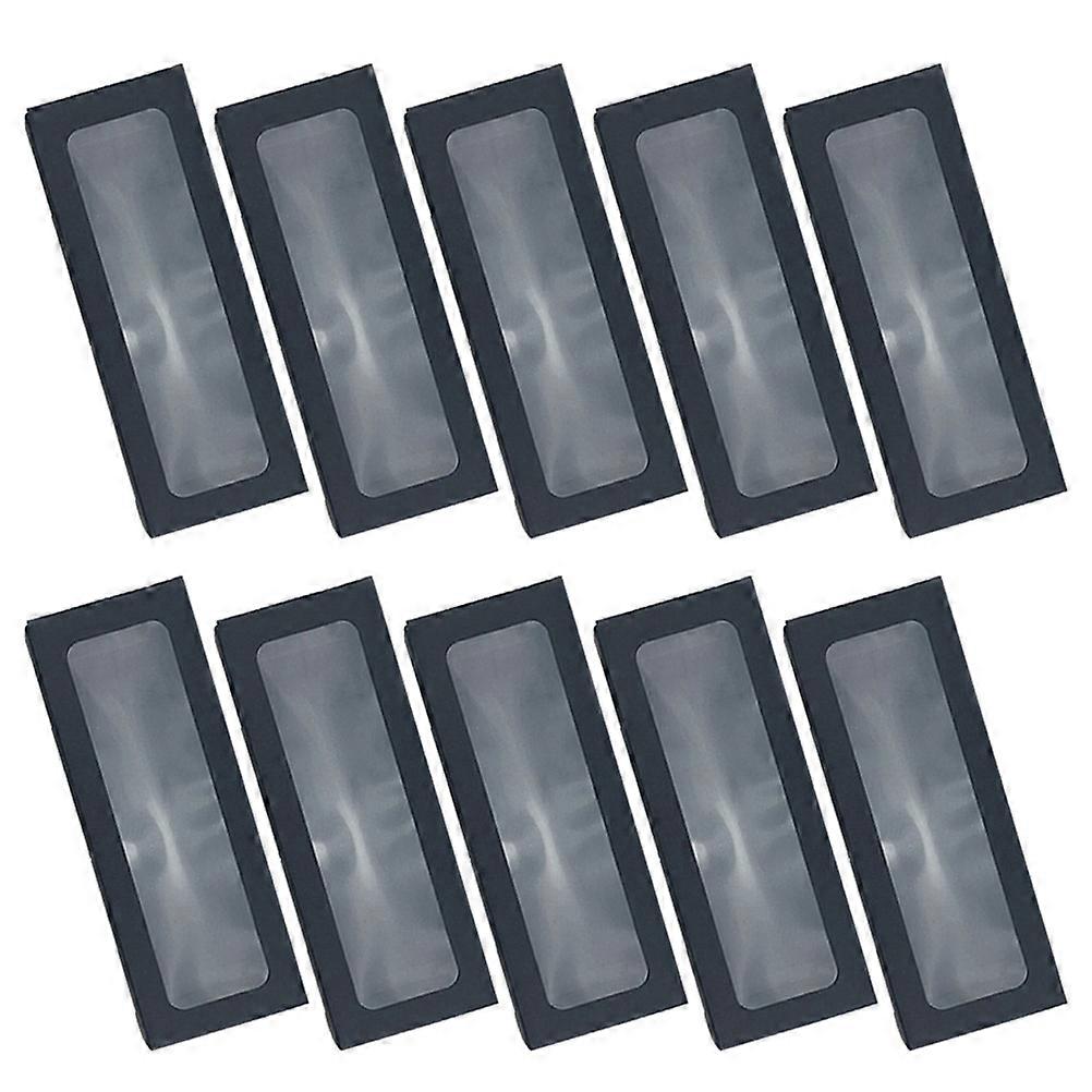 Transparent Window Dessert Box Clear PVC Paper Boxes Square After Assembled Decoration Package Black 10Pack