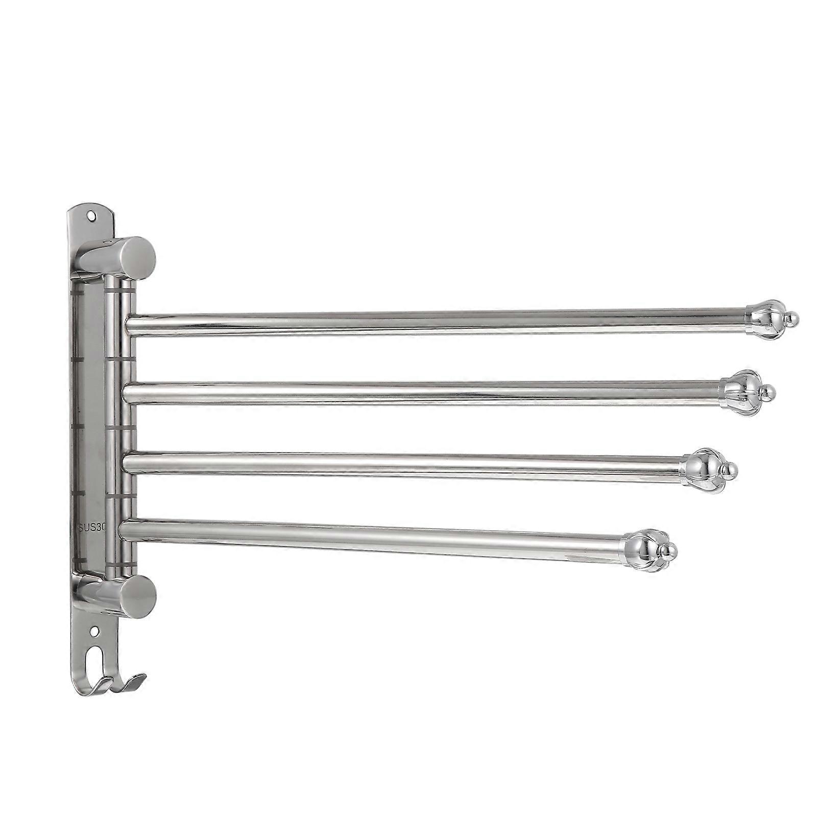 Towel Rack Stainless Steel Punch Free Rotating Bar for Storage 2Pcs