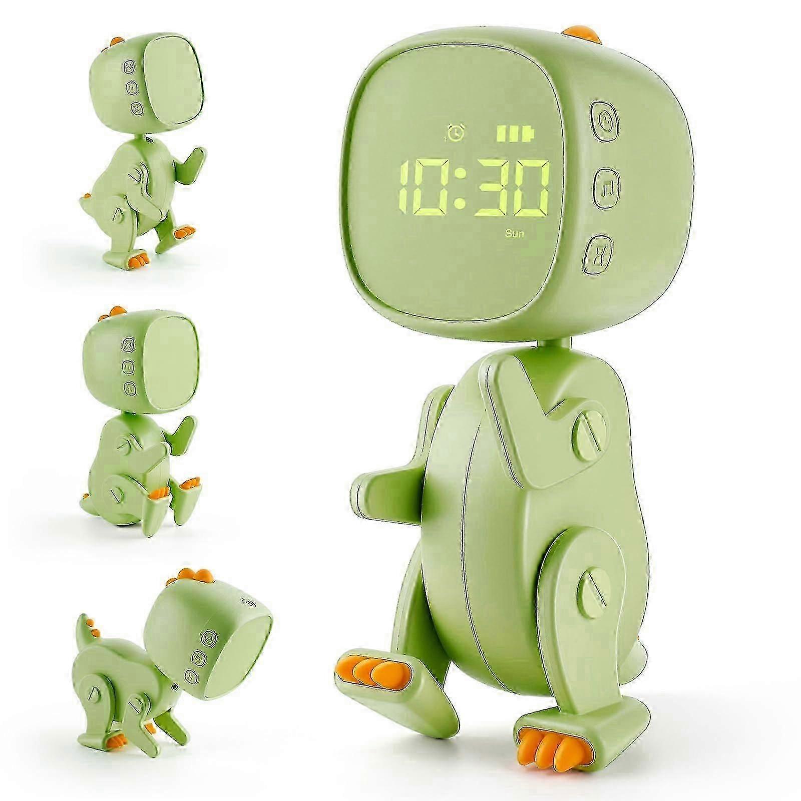 Children's Alarm Clock, Dinosaur Alarm Clock, Rechargeable Learning Alarm Clock With 6 Variable Shape, Night Light Timer